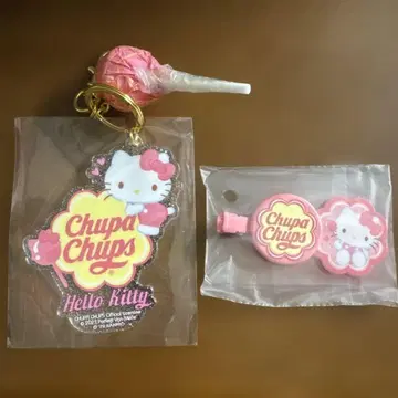 산리오 키티 츄파춥스 시크릿 헤어 클립 키링