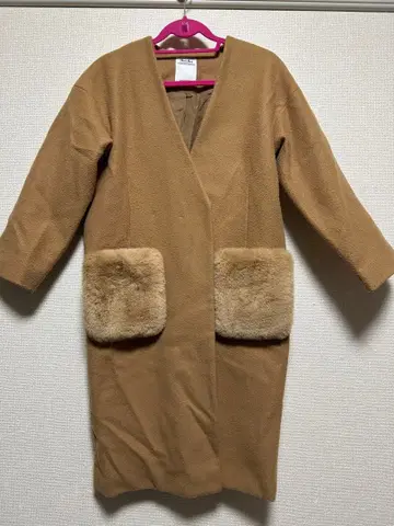 Free's Mart 카멜 롱 코트 퍼 포함