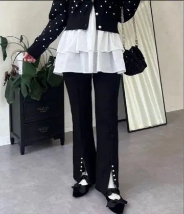 prose verse 펄 장식 프론트 슬릿 팬츠 PM