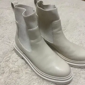 화이트 사이드 고어 부츠 통굽