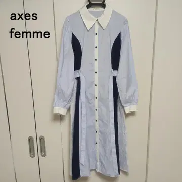 axes femme 카라 부착 버튼 원피스