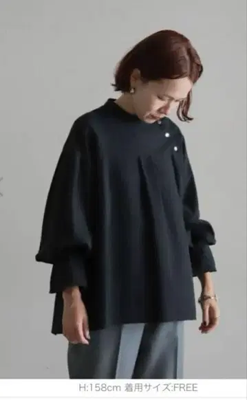 택 포함 새상품 면 로운 도비 하이넥 블라우스