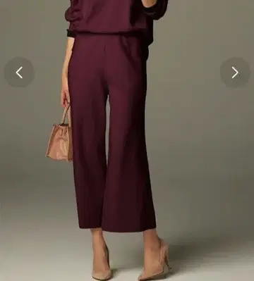 두클라쎄 보르도 니트 팬츠 와이드 크림슨