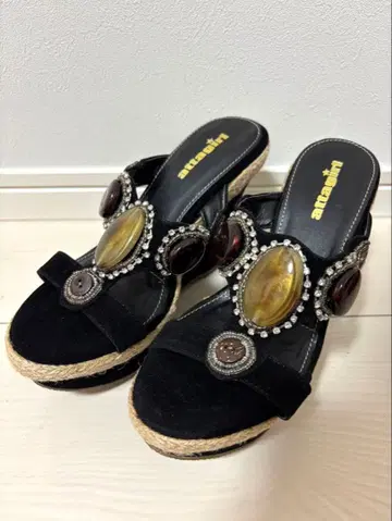 [새상품급] 헤이세이 갸루 attagirl 비즈 주트 뮬 블랙 L