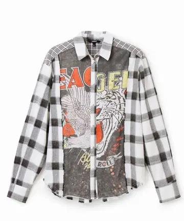 데시구알 Desigal 체크 패치워크 셔츠