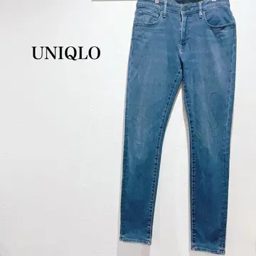 유니클로 스키니 데님 청바지 데님 팬츠 파란색 면 32 x 33
