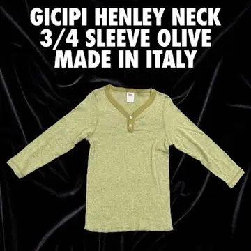 새상품 Gicipi 지치피 헨리넥 7부 소매 티셔츠 3 올리브 이탈리아제