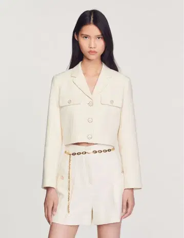 SANDRO 아이보리 트위드 큐롯 새상품 34