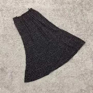 mir..x Mimi 플레어 스커트 머메이드 도트 무늬 블랙 화이트(M)