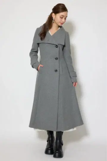 25 오버넥 신데렐라 라인 코트 그레이
