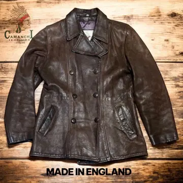 [ 일품 ] 80s 영국제 소가죽 레더 P코트 브라운 L 사이즈 빈티지