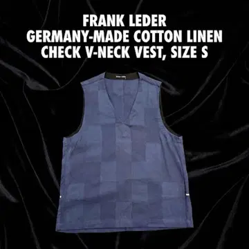 [독일제] FRANK LEDER 코튼 린넨 체크 V넥 베스트 S