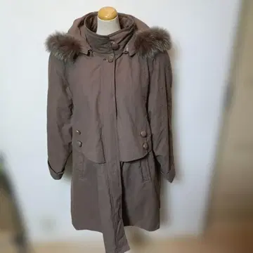 브라운 퍼 후드 코트