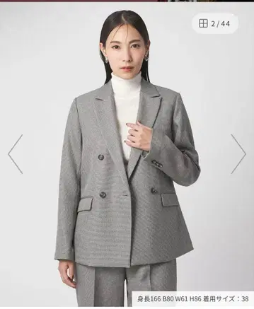 유나이티드 애로우 자켓 그레이 더블 브레스트 테일러드 자켓 38