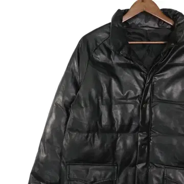 [ 새상품급 ] 에코 가죽 패딩 자켓 퍼 블랙 보온성 스냅 버튼