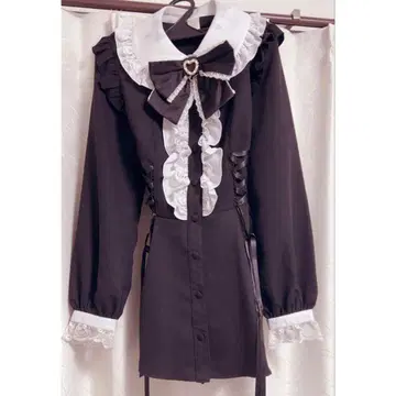 시크릿허니 사이드 업 헴 셋업 블랙 긴팔