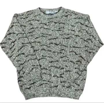 (레어) 올 패턴 크루넥 니트 스웨터 그레이 빈티지 구제 의류
