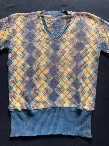 40's 아가일 무늬 코튼 니트 스웨터