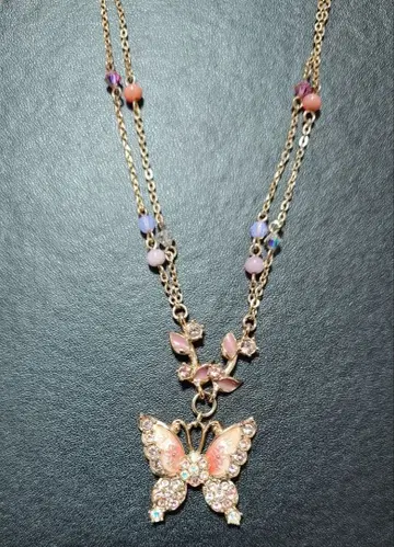 안나수이 나비 모티브 목걸이 2연 체인