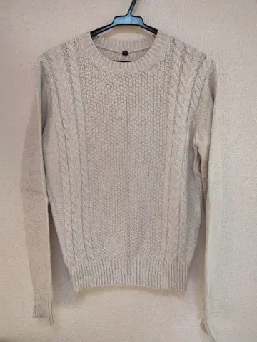 무인양품 케이블 니트 스웨터 긴팔 화이트