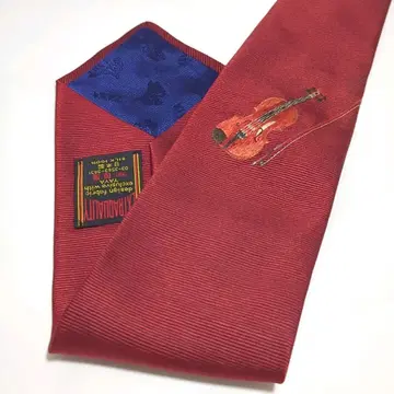 긴자 타야 넥타이 바이올린 패턴 악기 음악 빨간색 엑스트라 퀄리티