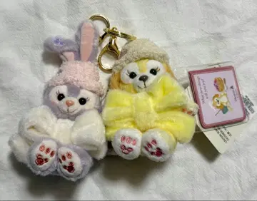 홍콩 한정판 더피앤프렌즈 봉제 인형 키체인 2개 세트