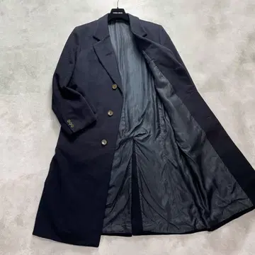 극상의 일품 Zegna 캐시미어 100% 싱글 체스터 코트 롱 L