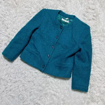 [ c7158 ] 노카라 자켓 긴팔 터콰이즈 블루