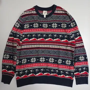 초코플라 나가타 착용 H&M 니트 스웨터 눈꽃 루돌프 무늬 XL