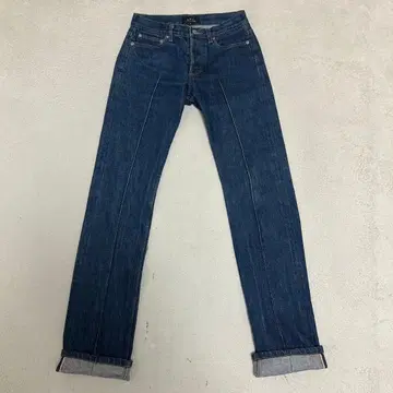 A.P.C. 일본제 빨간색 셀비지 데님 25 버튼 플라이 아페쎄