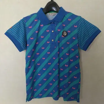 and per se 앤퍼시 피케 셔츠 M 반팔 블루 파랑 그린