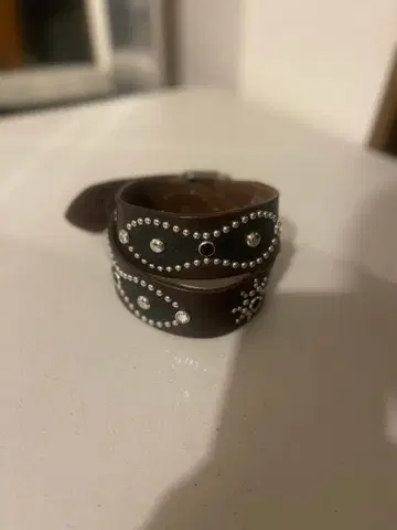레어 빈티지 스터드 벨트 브라운