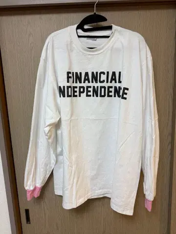 anytee FINANCIAL INDEPENDENCE 롱T 화이트 XXL