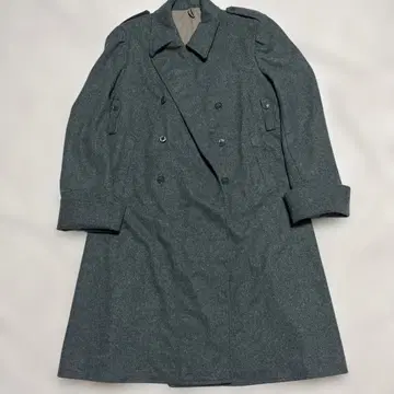 70s 스위스군 더블 브레스트 울 코트 블루그린