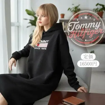 타미힐피거 블랙 후드 부착 드레스