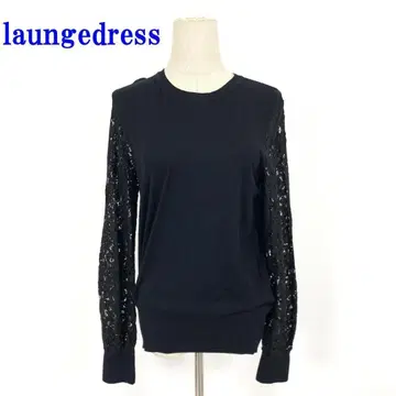 라운지 드레스 긴팔 니트 블랙 레이온 폴리에스테르 F C3257