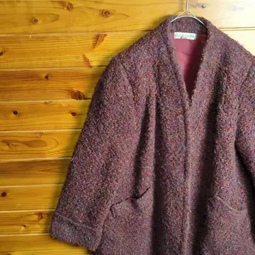 노카라 자켓 가을/겨울 레트로 빈티지 부클레 홍차색 11호 L