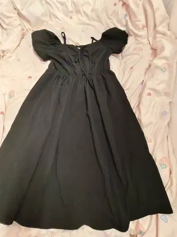 블랙 반팔 플레어 원피스