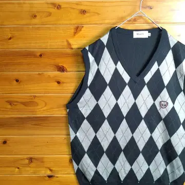 베스트 아가일 무늬 V넥 블랙 그레이 XL LL 2XL 와펜 골프