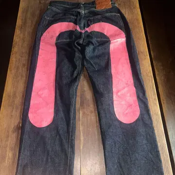 EVISU 데님 핑크 No.1 2001 33 x 32 다크 네이비