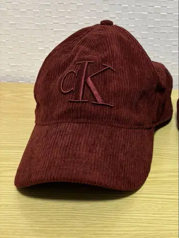 cK 코듀로이 야구 모자 버건디