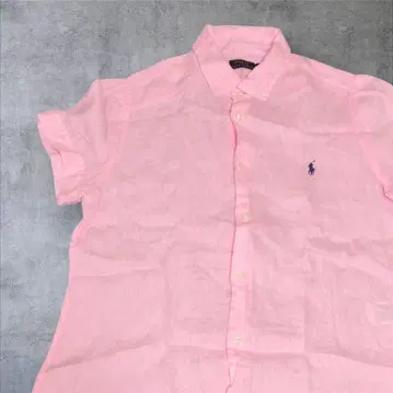 폴로 랄프 로렌 린넨 100% 퍼프 슬리브 셔츠 핑크