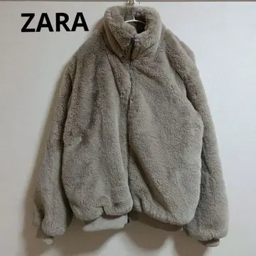 자라 ZARA 인조 모피 봄버 자켓 블루종 코트 XL