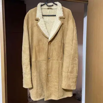 리얼 무스탕 하프 코트, 베이지 컬러, 천연 컬 보아