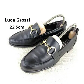 Luca Grossi 비트 로퍼 천연 가죽 가죽 비브람솔 블랙