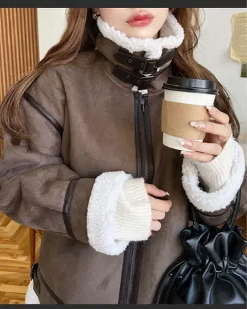 moment+ 스웨이드 x 보아 페이크 무스탕 B-3 자켓 블루종