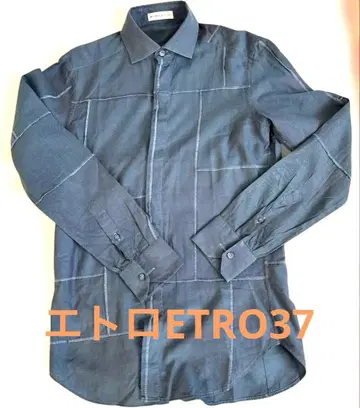 에트로 긴팔 셔츠 블루 계열 락 미싱 패치워크풍