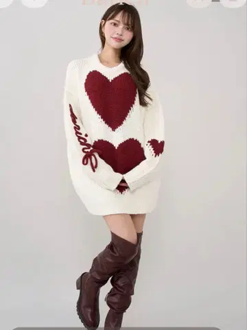 Darich 하트 로고 로우게이지 니트 튜닉