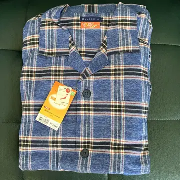 네이비 체크 무늬 3L 파자마