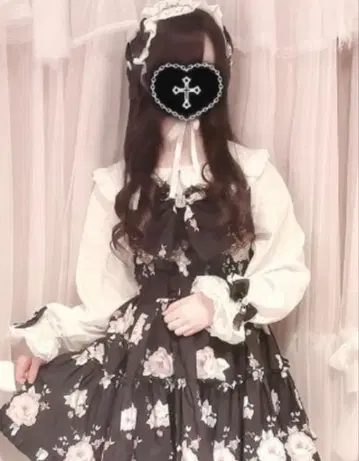 아베일 마조레티 천희 코코네 꽃무늬 장미 리본 원피스 M 블랙